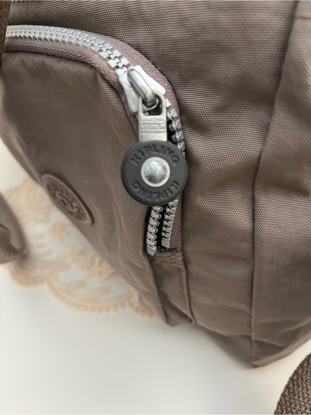 Kipling Cyrene Nylon Taupe Crossbody Satchel - Picture 4 of 12